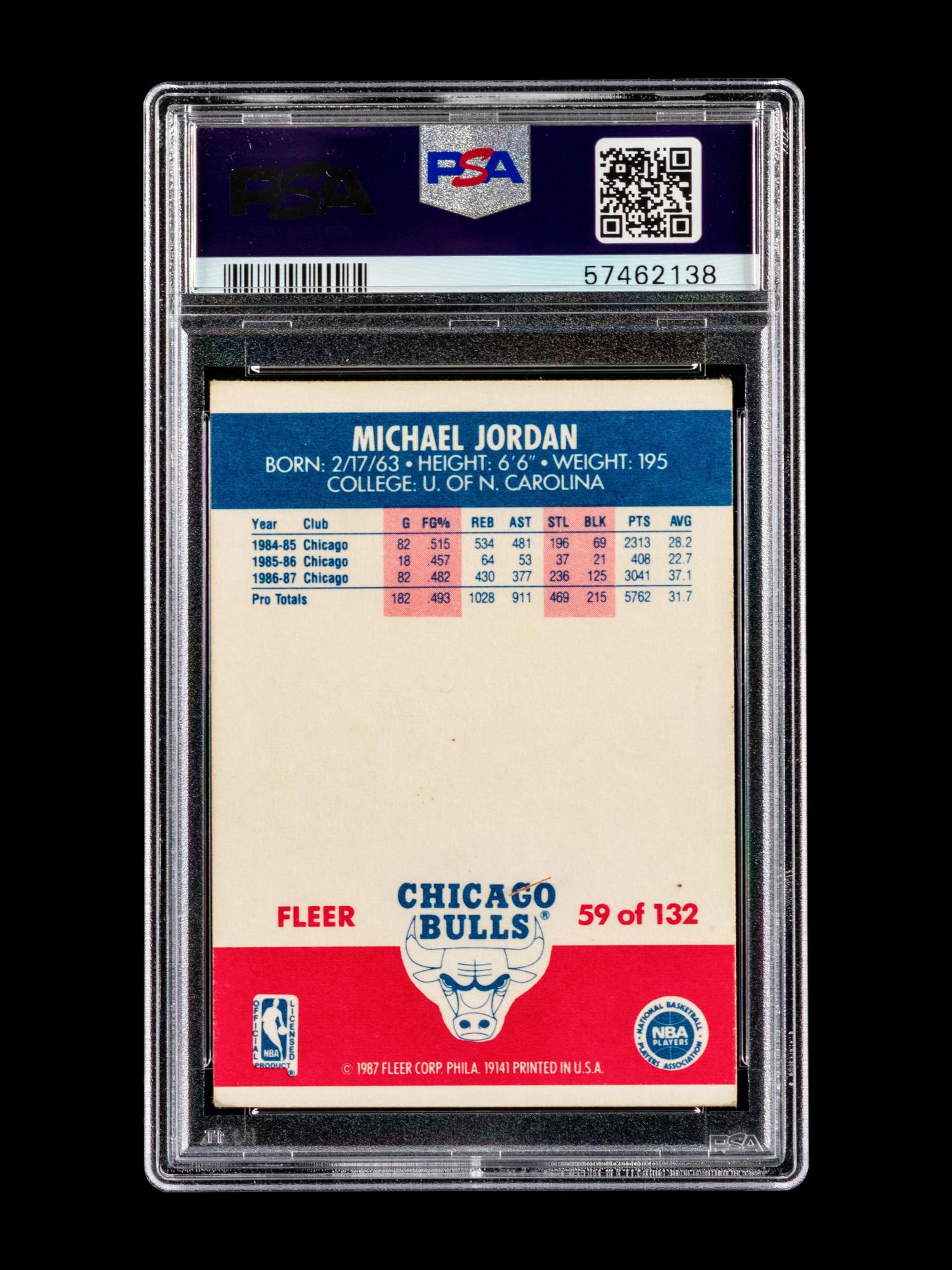 A 1987 Fleer Michael Jordan Basketball Card No. 59 (PSA 4 VG-EX)