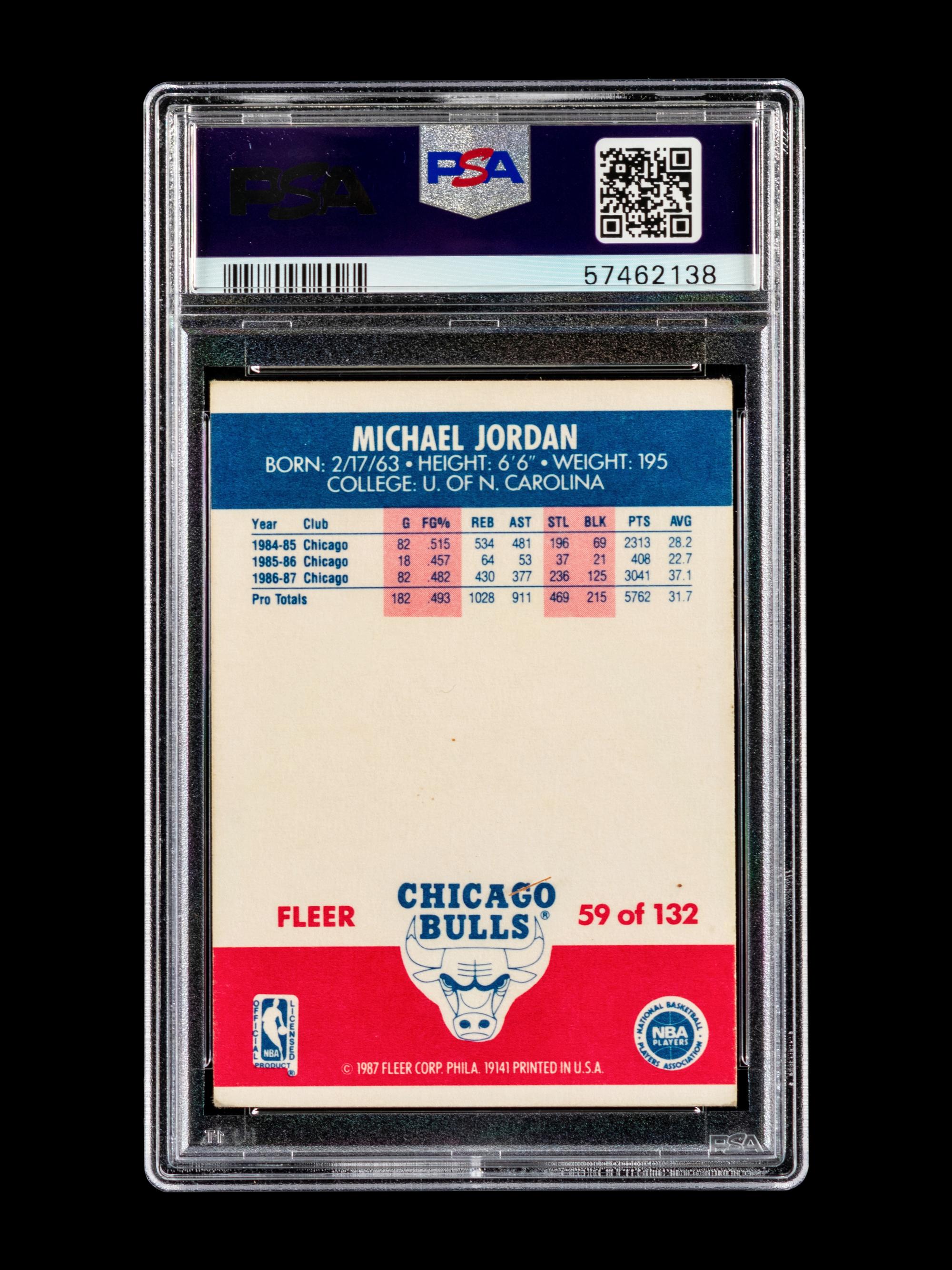 A 1987 Fleer Michael Jordan Basketball Card No. 59 (PSA 4 VG-EX)