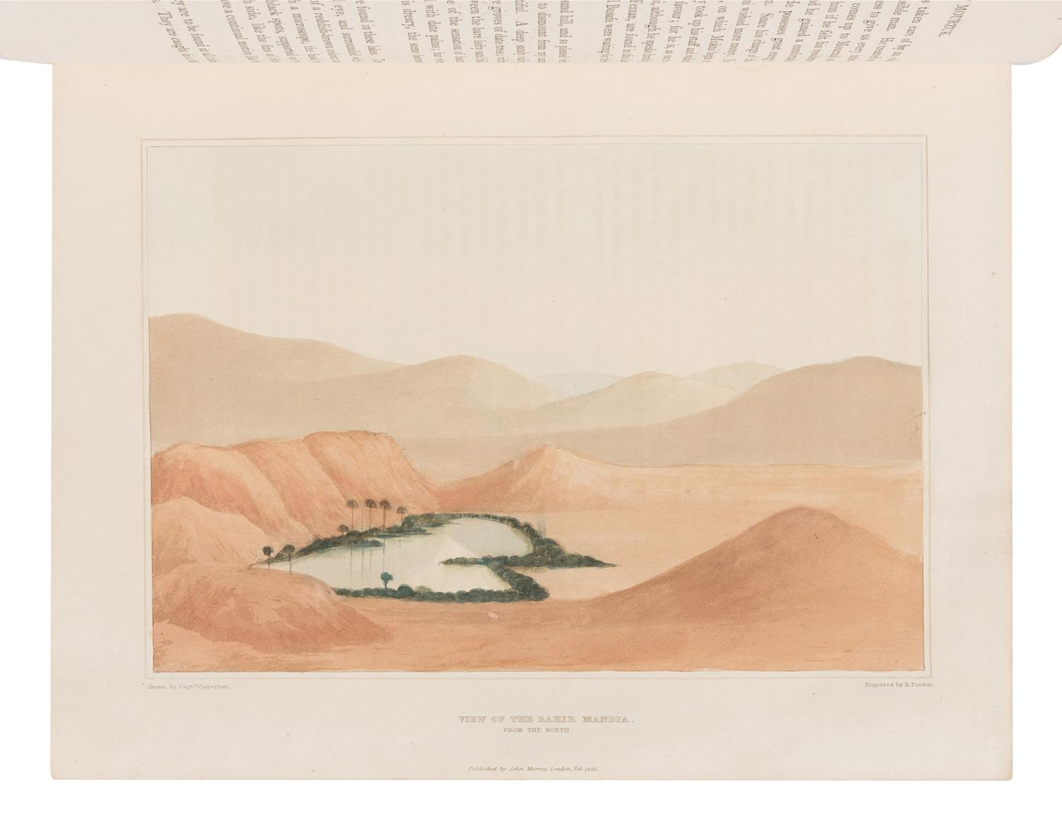 [TRAVEL & EXPLORATION] -- DENHAM, Dixon, Major (1786-1828), and Captain Hugh CLAPPERTON (1788-1827). Narrative of Travels and Discoveries in Northern and Central Africa, in the Years 1822, 1823, and 1824… Extending Across the Great Desert to the Tenth Degree of Northern Latitude, and From Kouka in Bornou, to Sackatoo, the Capital of the Fellatah Empire. London: John Murray, 1826.