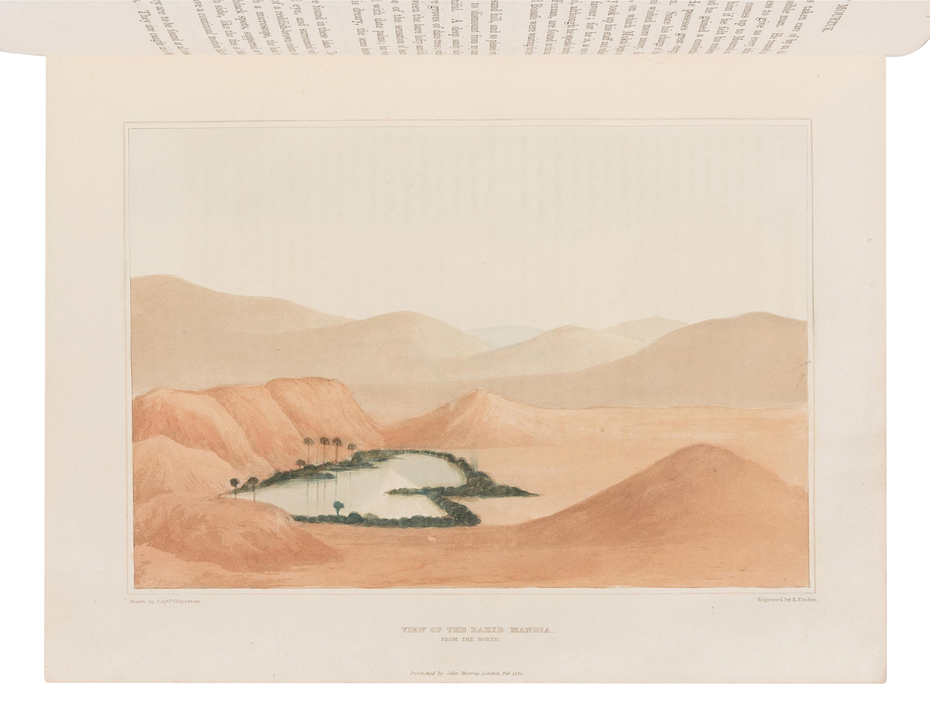 [TRAVEL & EXPLORATION] -- DENHAM, Dixon, Major (1786-1828), and Captain Hugh CLAPPERTON (1788-1827). Narrative of Travels and Discoveries in Northern and Central Africa, in the Years 1822, 1823, and 1824… Extending Across the Great Desert to the Tenth Degree of Northern Latitude, and From Kouka in Bornou, to Sackatoo, the Capital of the Fellatah Empire. London: John Murray, 1826.