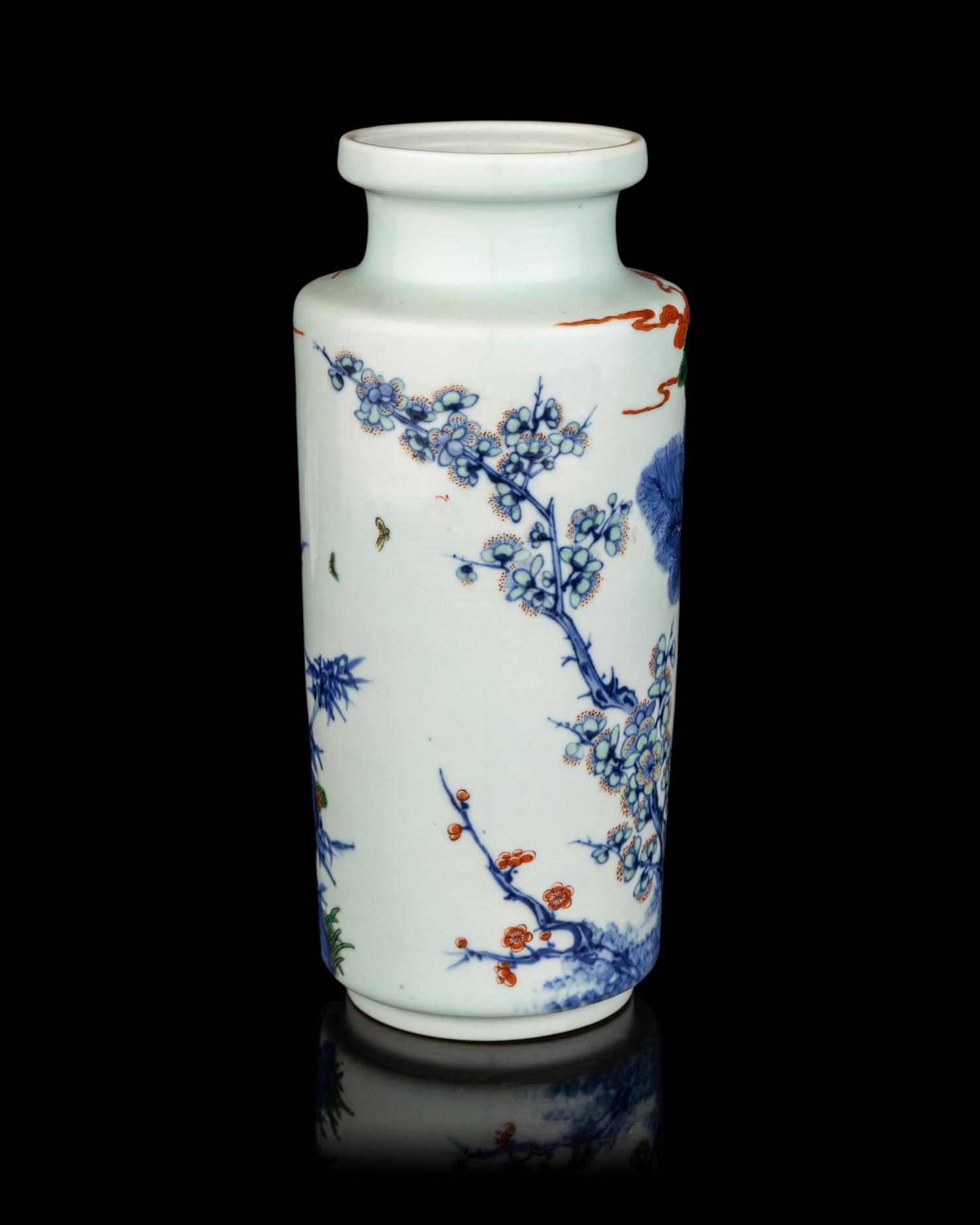 A Chinese Underglaze Blue and Wucai Porcelain Vase