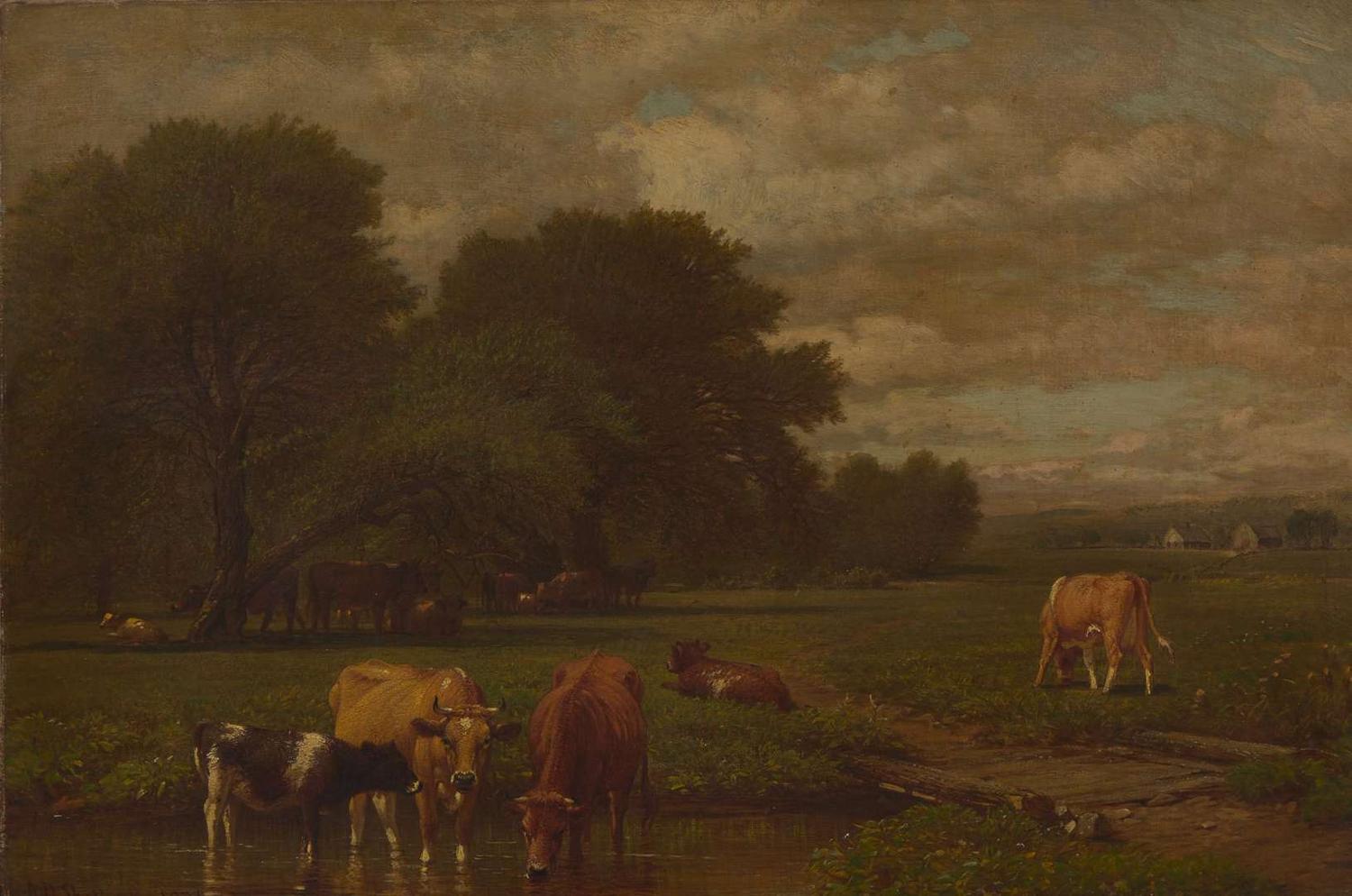 Aaron Draper Shattuck (American, 1832–1928) - Landscape with Cows Watering