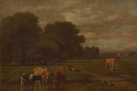 Aaron Draper Shattuck (American, 1832–1928) - Landscape with Cows Watering