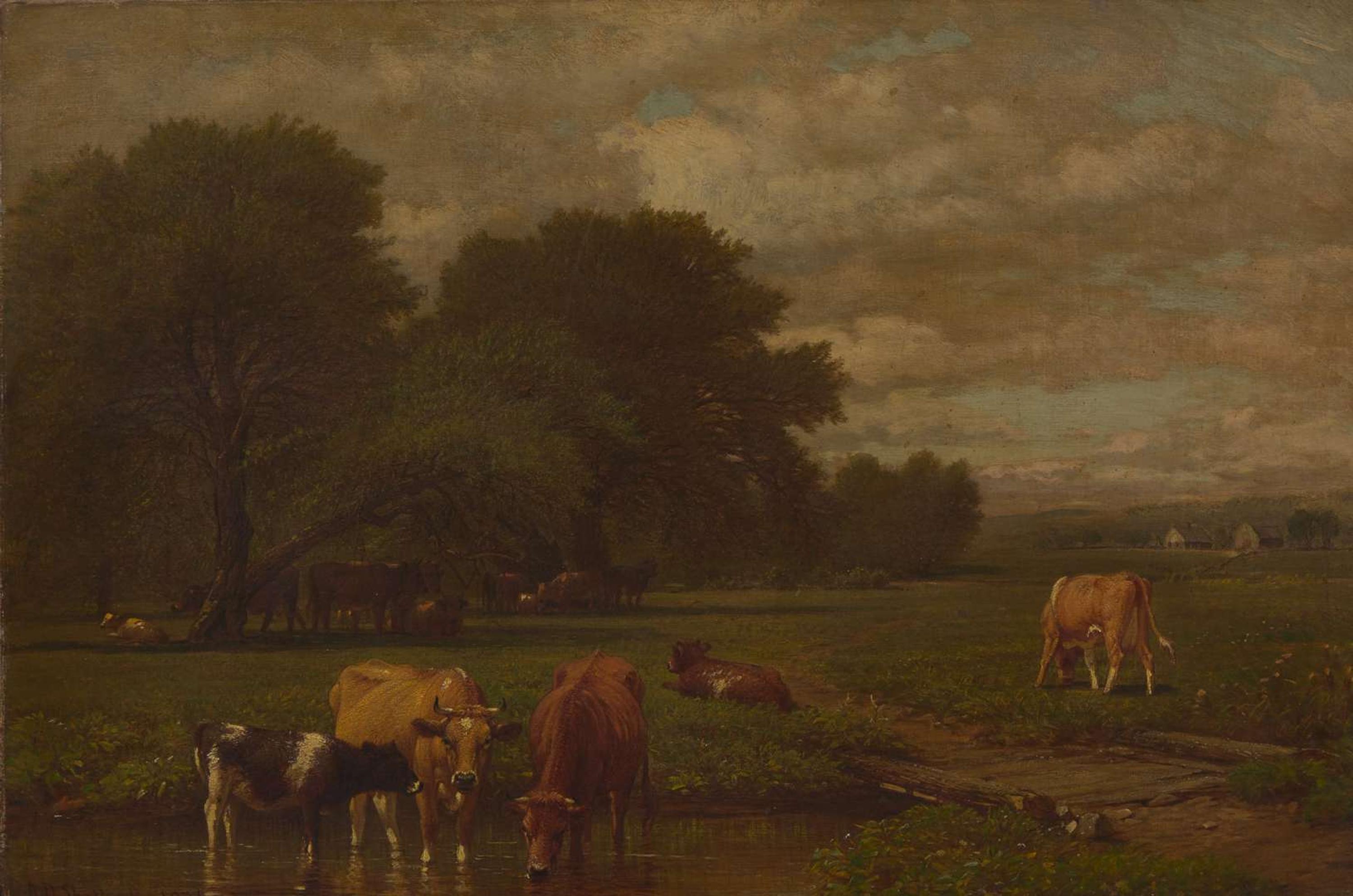 Aaron Draper Shattuck (American, 1832–1928) - Landscape with Cows Watering