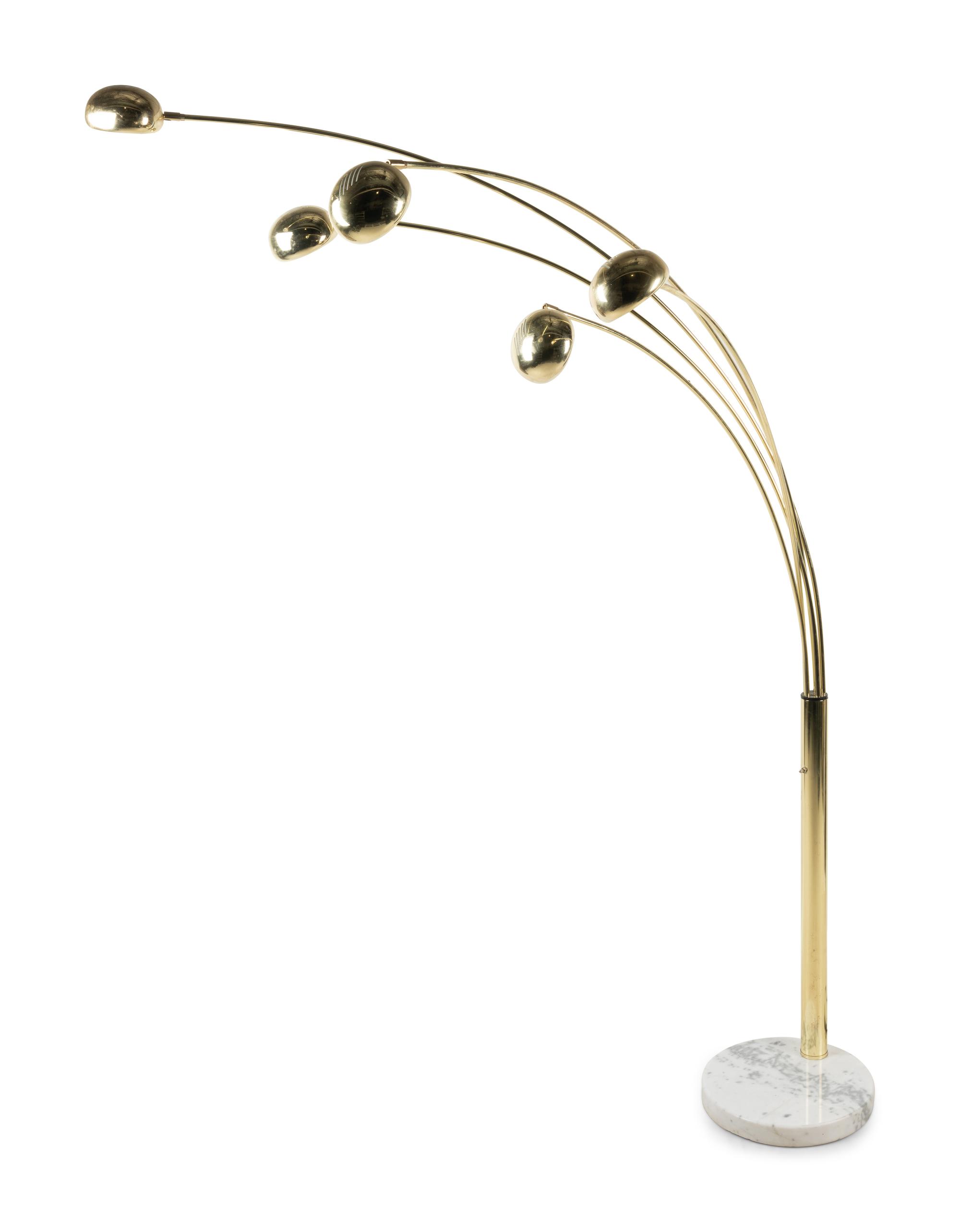 A Modernist Brass Five-Light Floor Lamp
