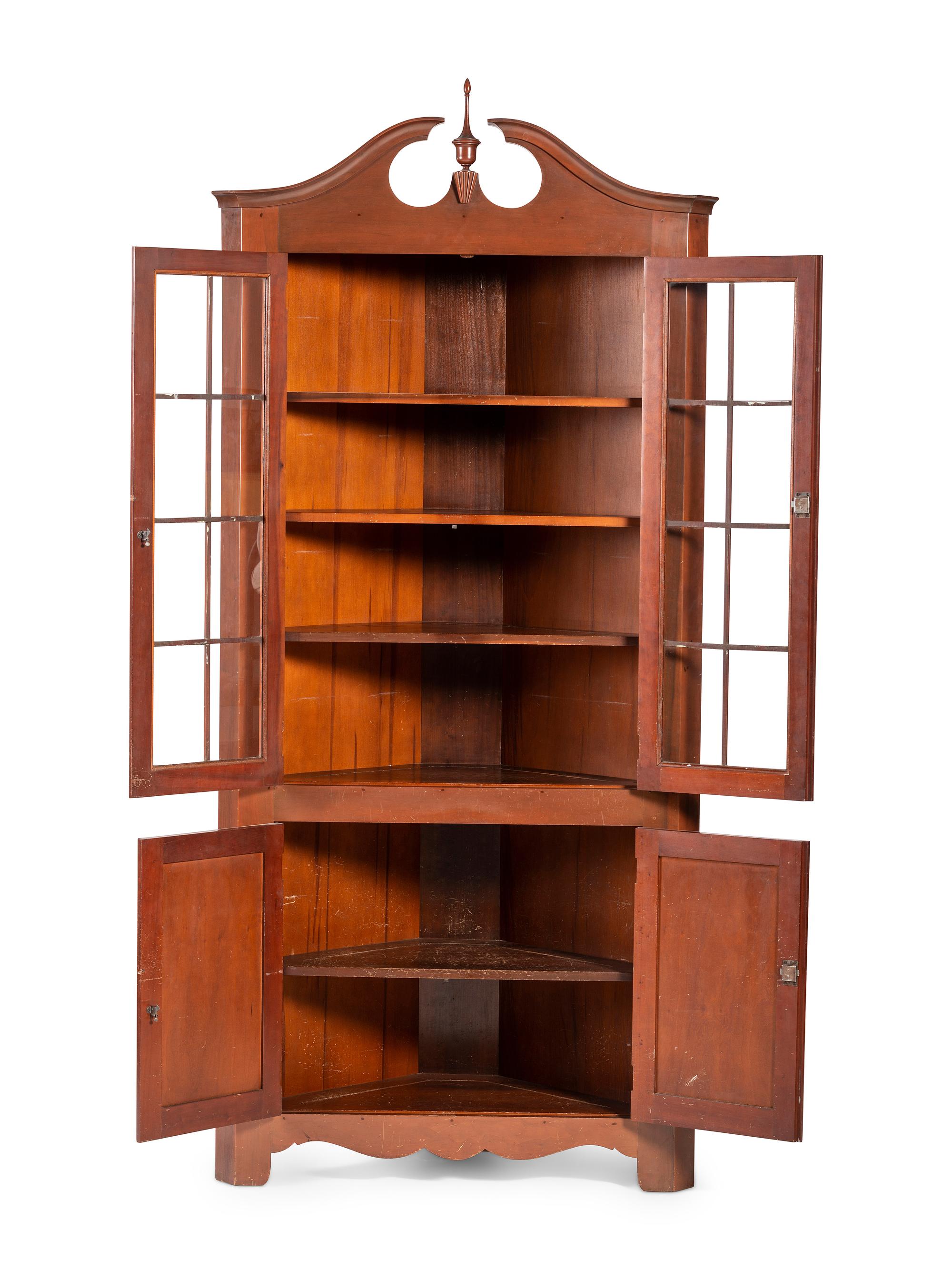 A Federal Style Cherry Corner Cupboard