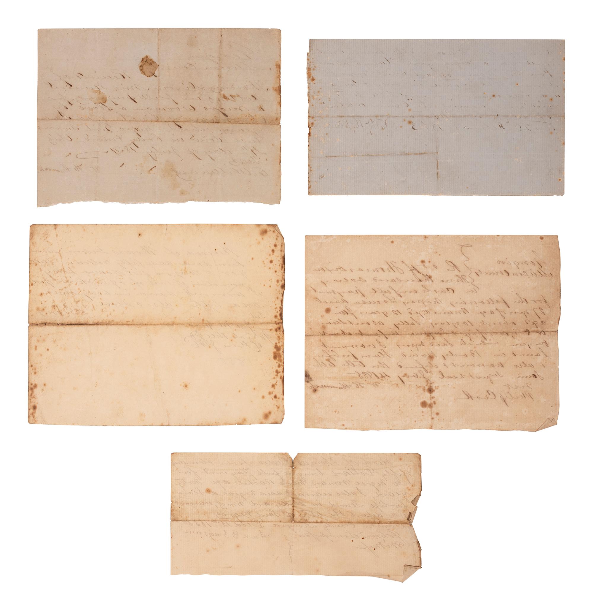 [SLAVERY & ABOLITION]. Bills of sale for African Americans enslaved by Thomas Dixon (1815-1879), Sheriff of Macon County, Georgia.