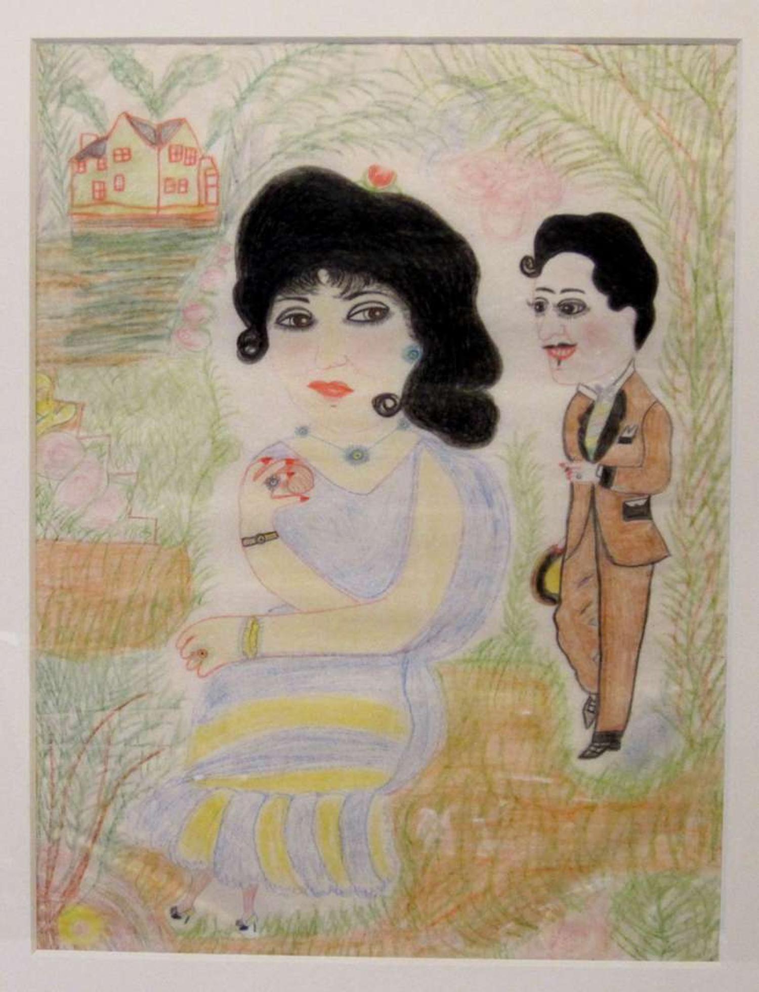 American School 20th century seven drawings of ladies in parlor rooms