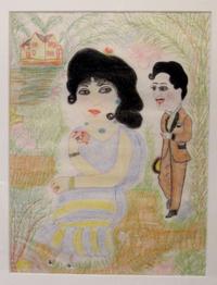 American School 20th century seven drawings of ladies in parlor rooms