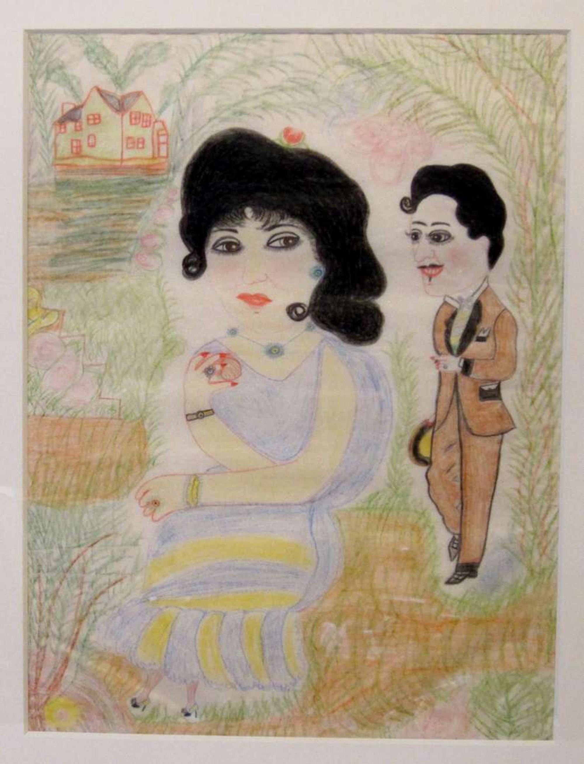 American School 20th century seven drawings of ladies in parlor rooms
