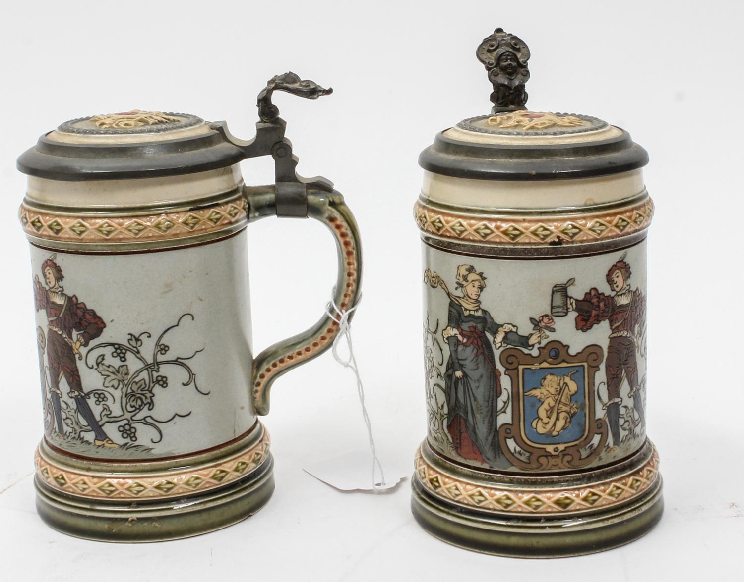 Two Mettlach Steins Height 6 inches. — 19TH/20TH CENTURY
