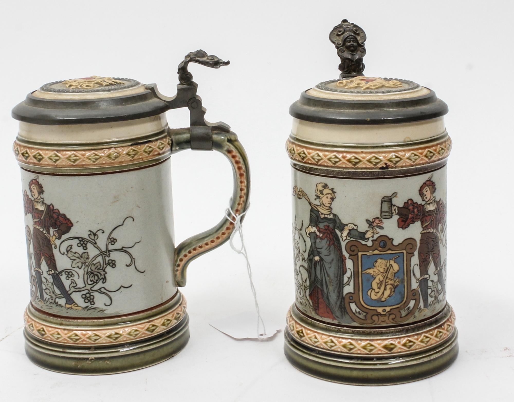 Two Mettlach Steins Height 6 inches. — 19TH/20TH CENTURY