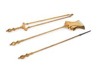 A Set of English Brass Fireplace Tools