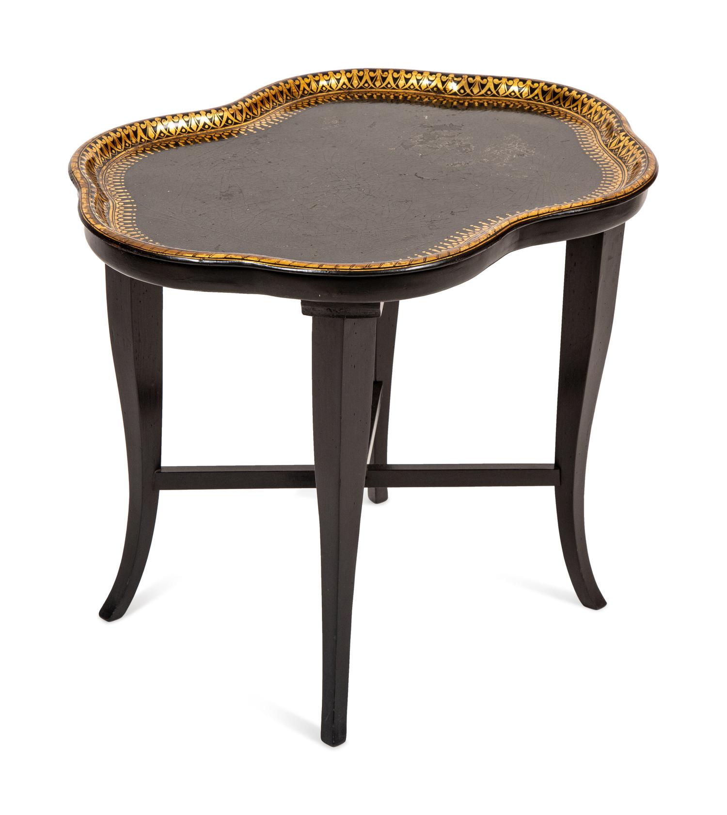 An English Papier-Mache Tray on Later Stand