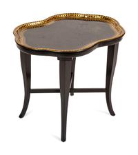 An English Papier-Mache Tray on Later Stand