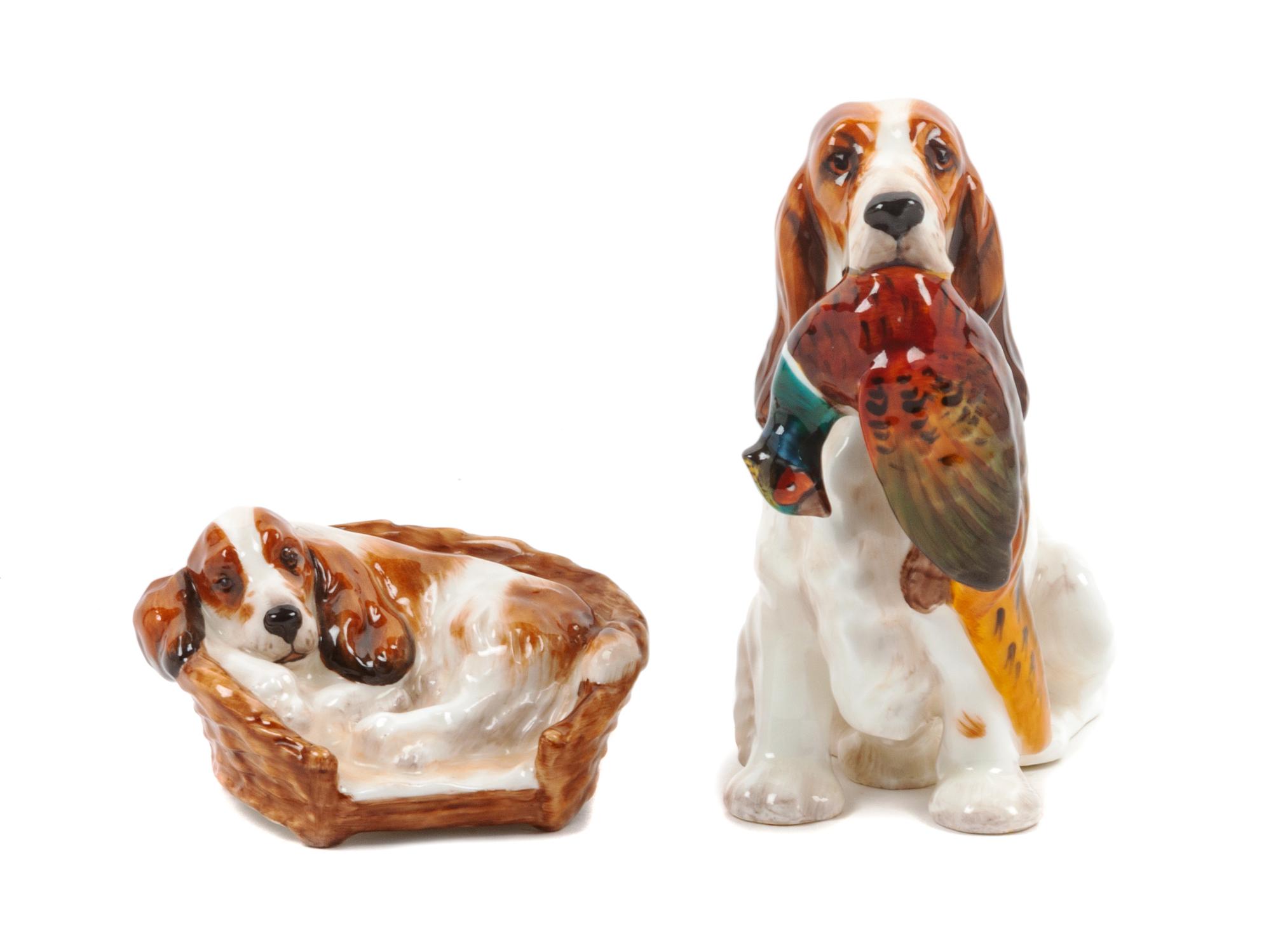 Two Royal Doulton Porcelain Cocker Spaniels Height of taller 5 1/4 inches.