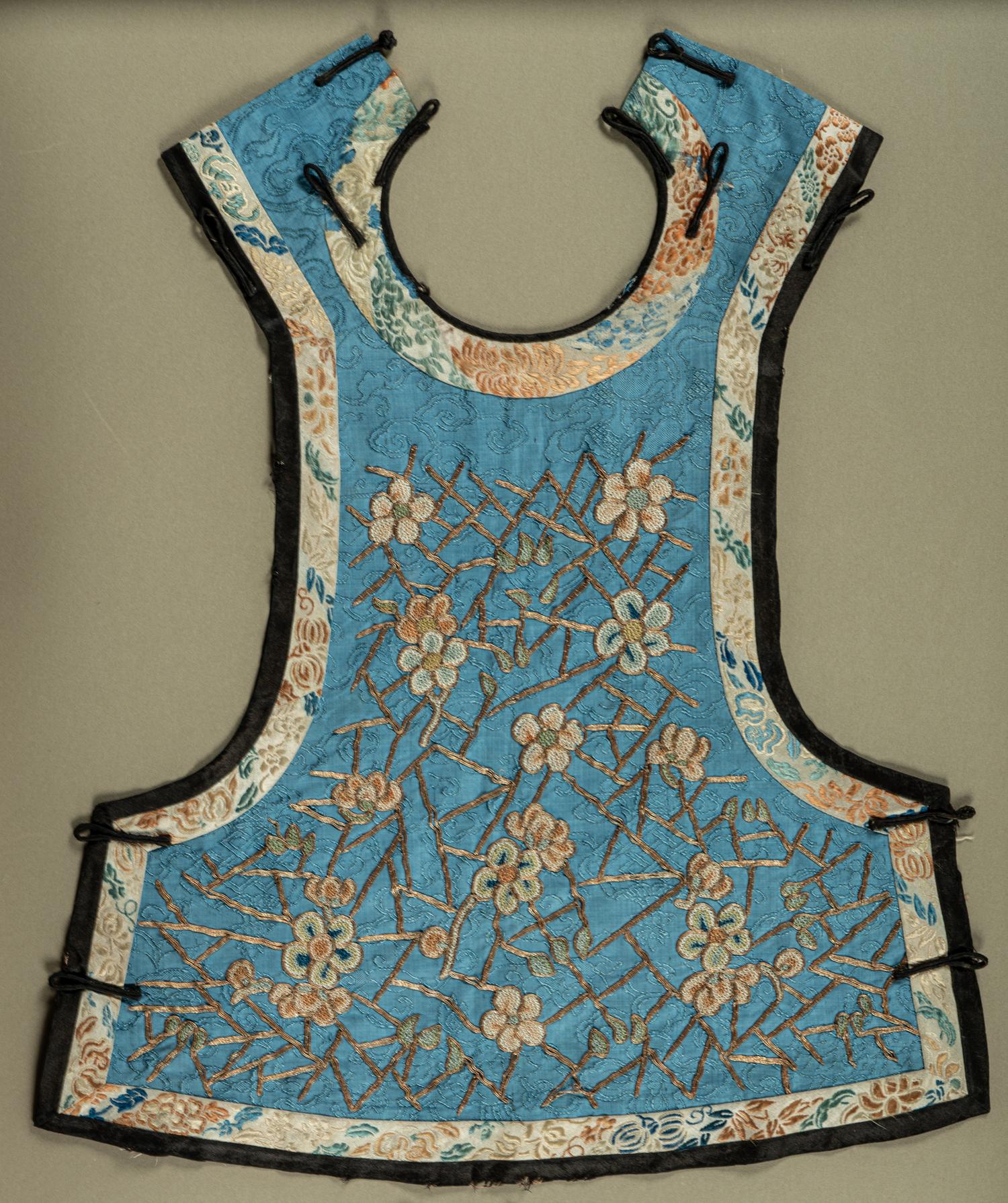 Two Chinese Blue Ground Silk Embroidered Lady's Garments