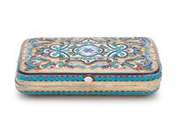 A Russian Silver-Gilt and Enameled Cigarette Case