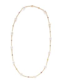CULTURED PEARL, AND MULTICOLOR SAPPHIRE NECKLACE