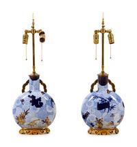 A Pair of Japanese Gilt Metal Mounted Porcelain Vases Mounted as Lamps