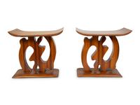 A Pair of Ashanti Style Laminated Wood Stools — 20TH CENTURY