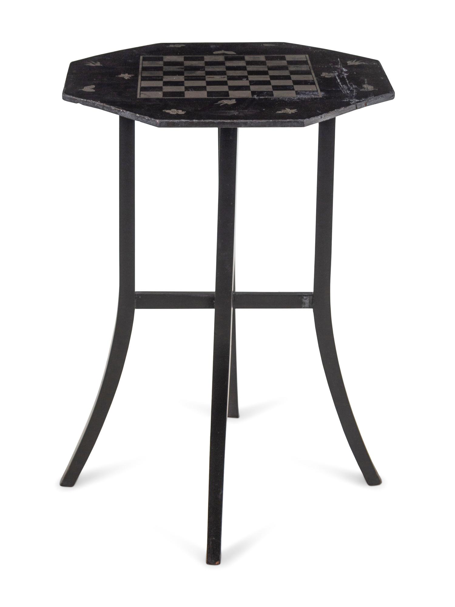 A French Pewter Inlaid and Ebonized Game Table