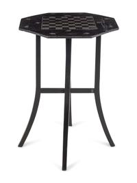 A French Pewter Inlaid and Ebonized Game Table