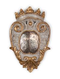 A Pair of French Painted Shield-Form Plaques
