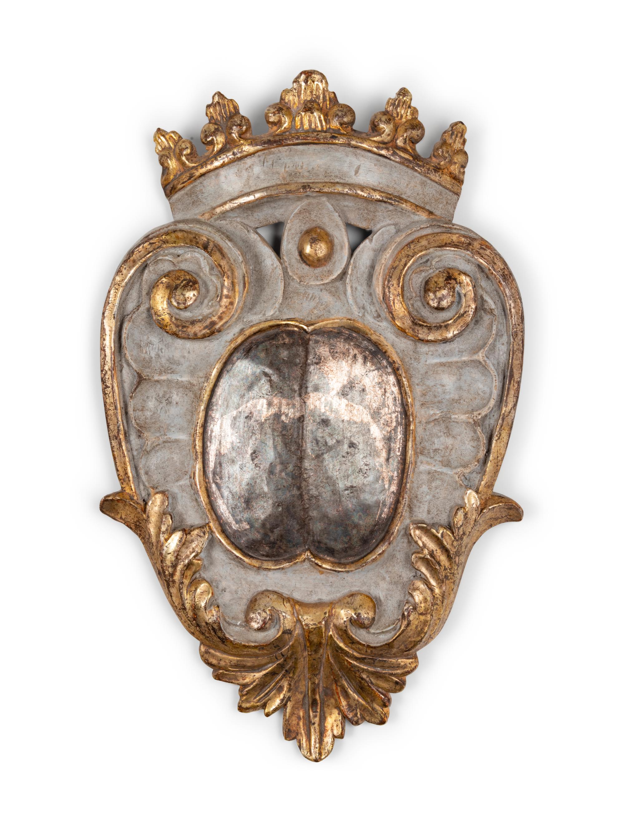 A Pair of French Painted Shield-Form Plaques