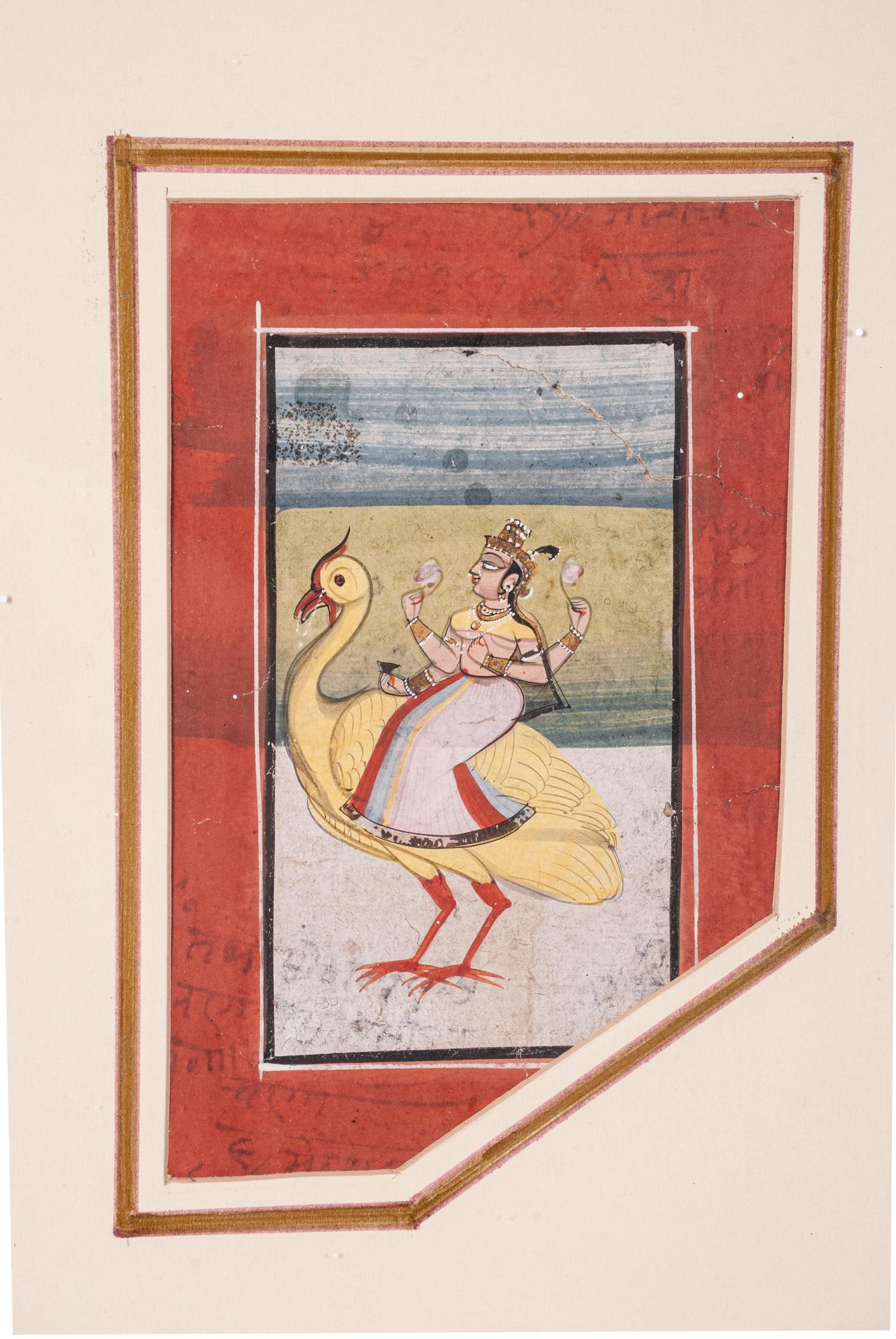 Four Indian Miniature Paintings and Manuscript Leaves
