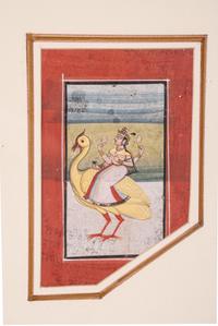 Four Indian Miniature Paintings and Manuscript Leaves