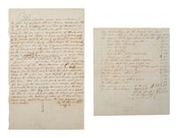 [ENSLAVEMENT & ABOLITION]. 2 documents from Lafayette County, MS, incl. an 1842 inventory listing one enslaved young female subject and an 1854 land deed referencing the Chickasaw Cession.