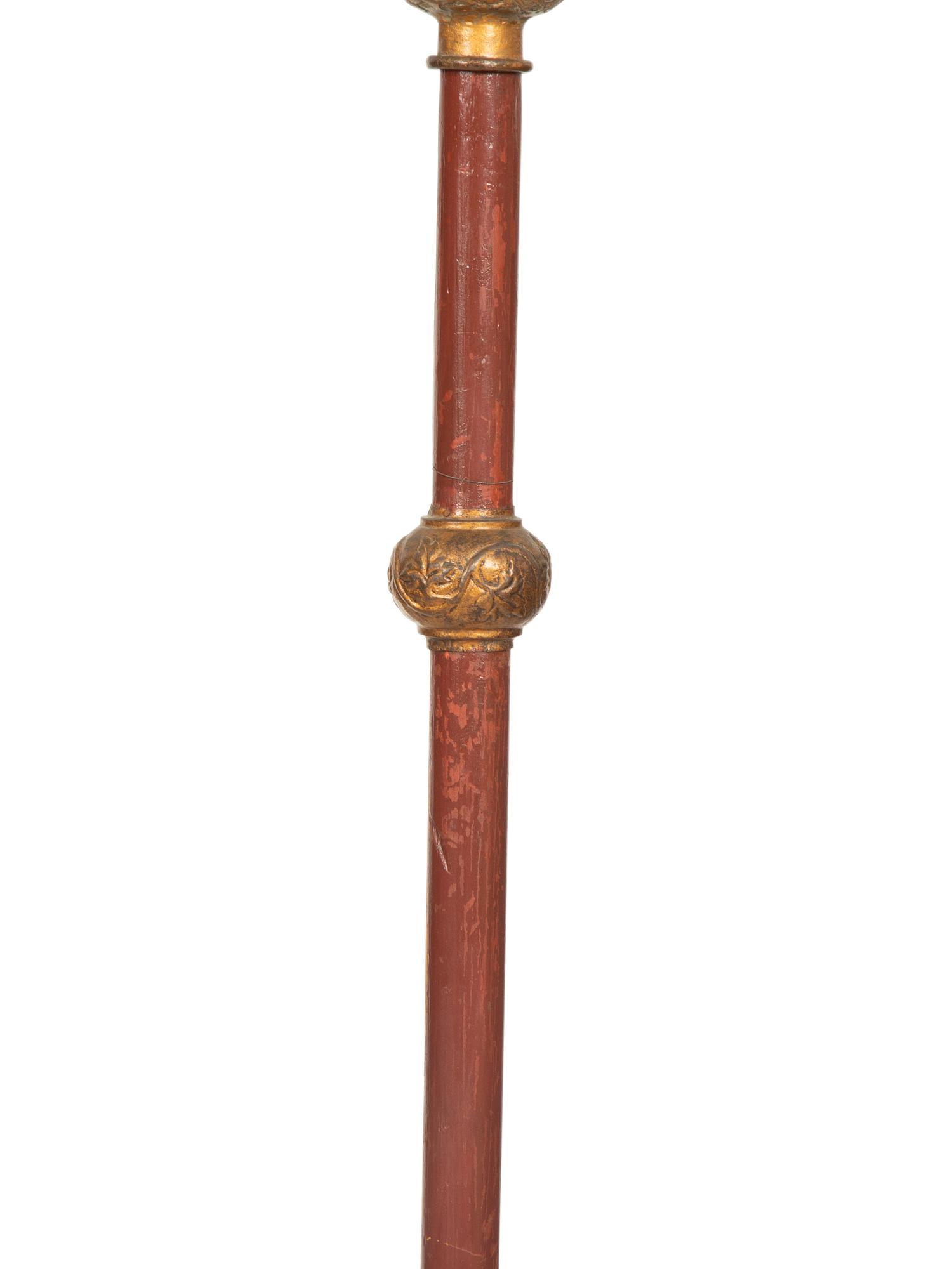 A Pair of Italian Painted and Parcel Gilt Tole Gondola Style Lanterns