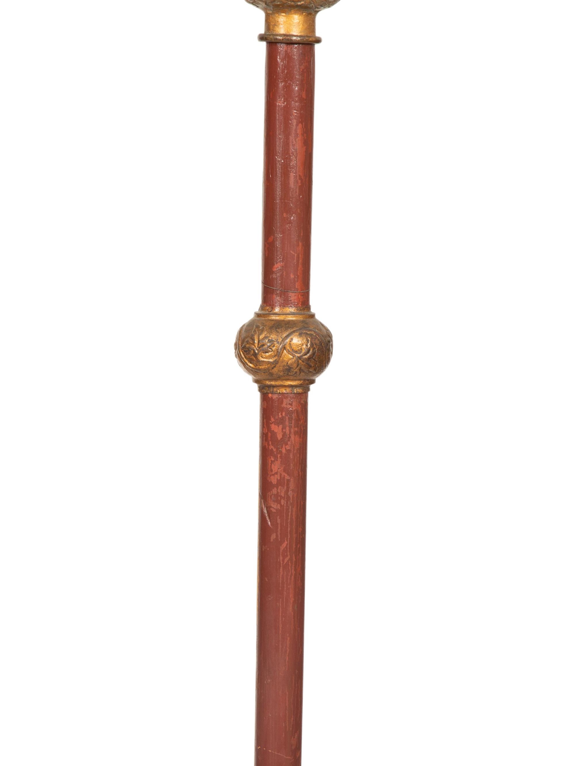 A Pair of Italian Painted and Parcel Gilt Tole Gondola Style Lanterns