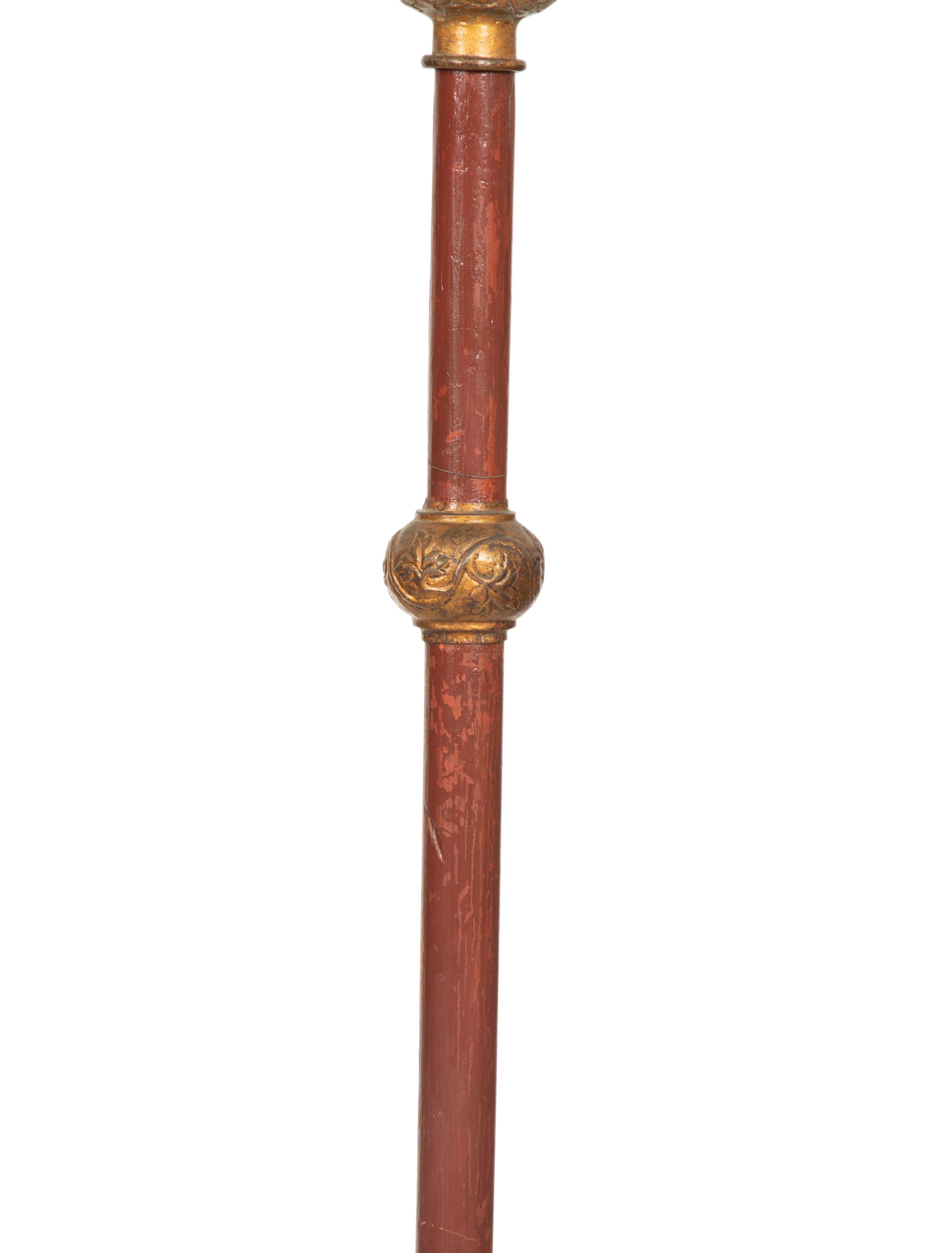 A Pair of Italian Painted and Parcel Gilt Tole Gondola Style Lanterns