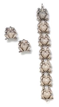 A Sterling Silver Frog Motif Demi Parure, Tiffany & Co., 76.00 dwts.