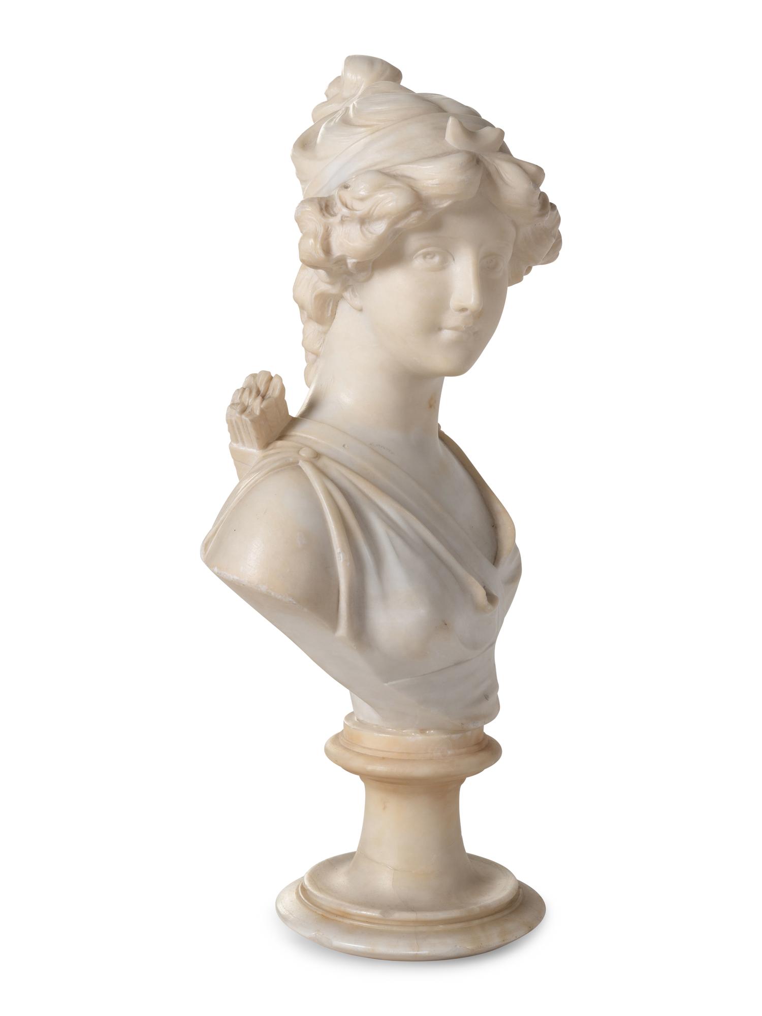 A Continental Alabaster Bust of a Woman