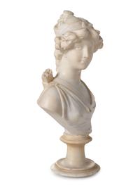 A Continental Alabaster Bust of a Woman