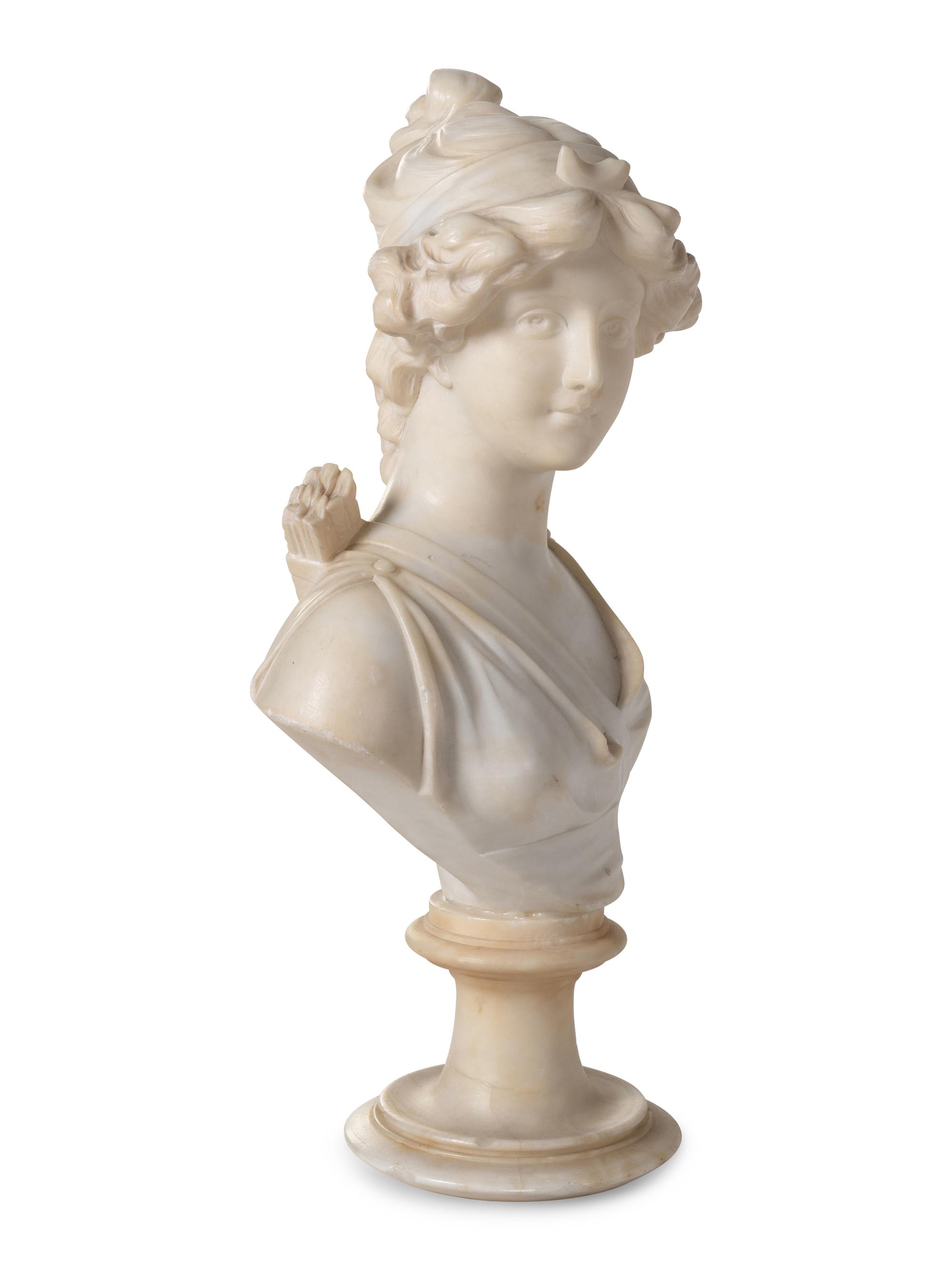 A Continental Alabaster Bust of a Woman