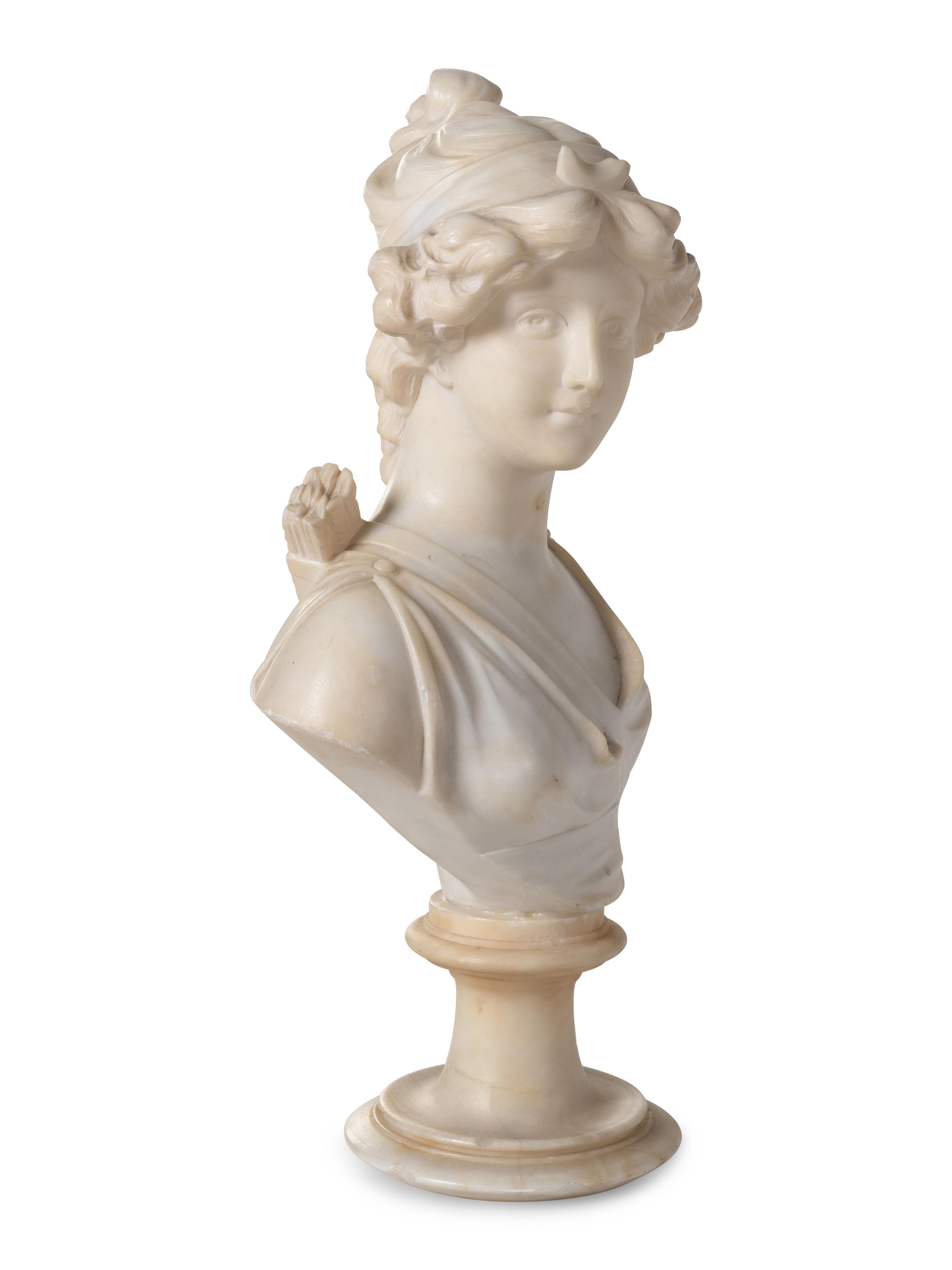 A Continental Alabaster Bust of a Woman