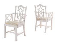 A Chinese Chippendale Style White-Painted Dining Suite