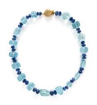 AQUAMARINE, SAPPHIRE, AND DIAMOND NECKLACE