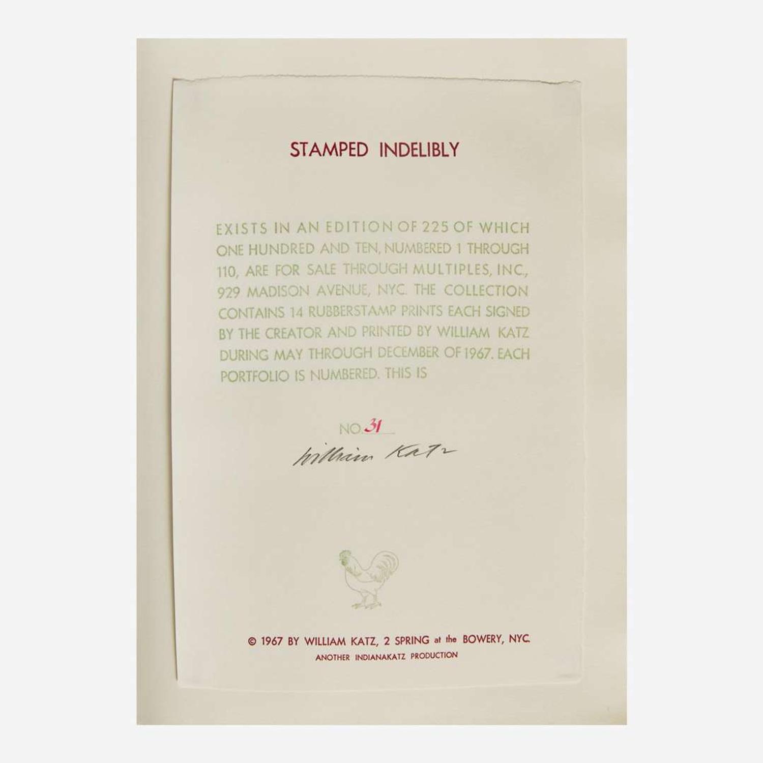 [Art] Warhol, Andy, and Claes Oldenburg and Robert Indiana, et al. Stamped Indelibly: A Collection of Rubberstamp Prints