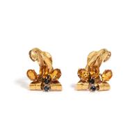 RETRO, CITRINE AND SAPPHIRE EARCLIPS