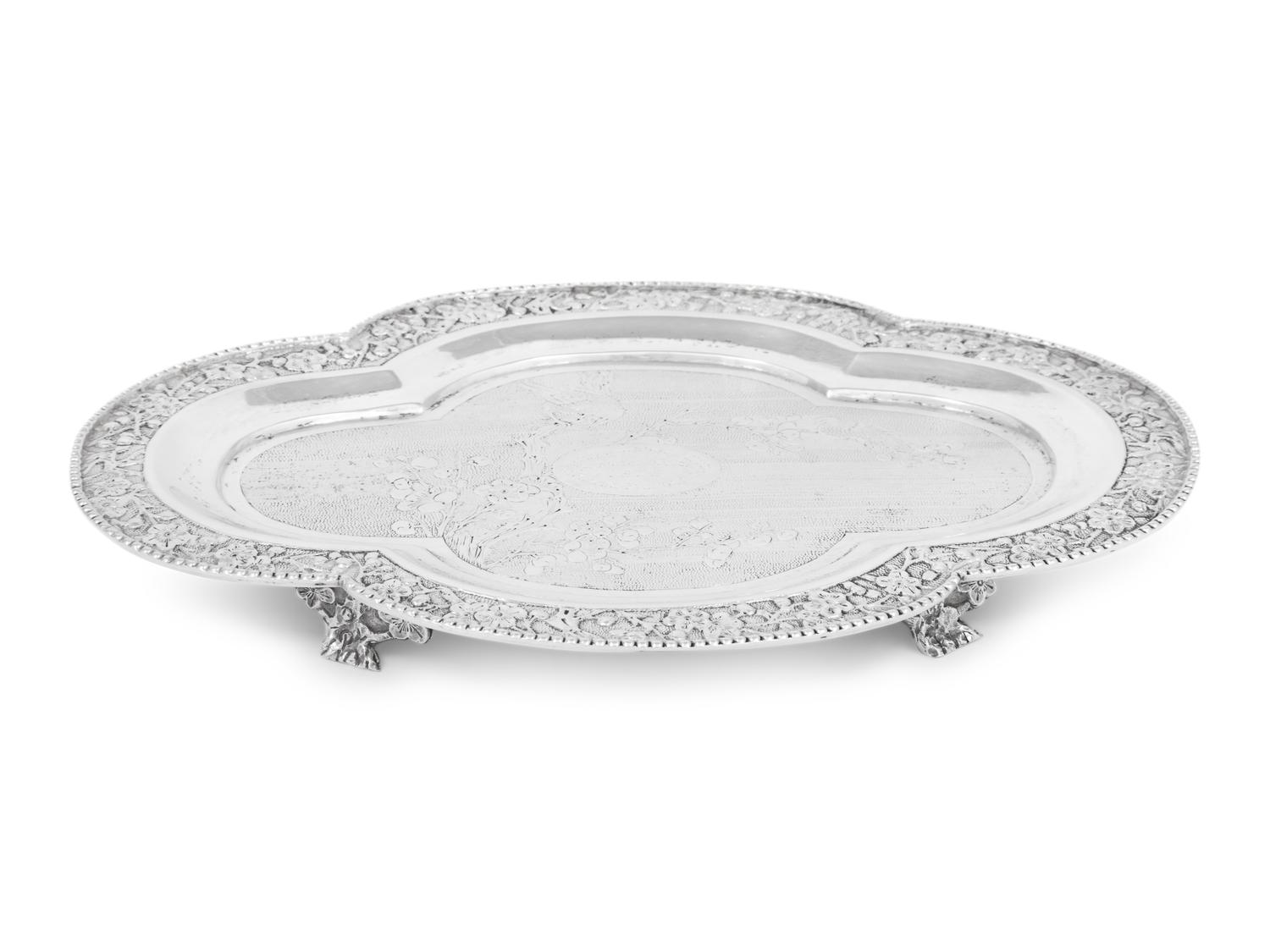 A Chinese Export Silver Card Tray