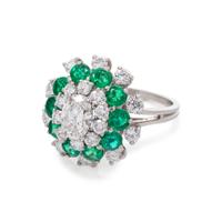 DIAMOND AND EMERALD RING