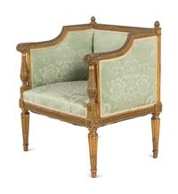 A Louis XVI Style Giltwood Bergère
