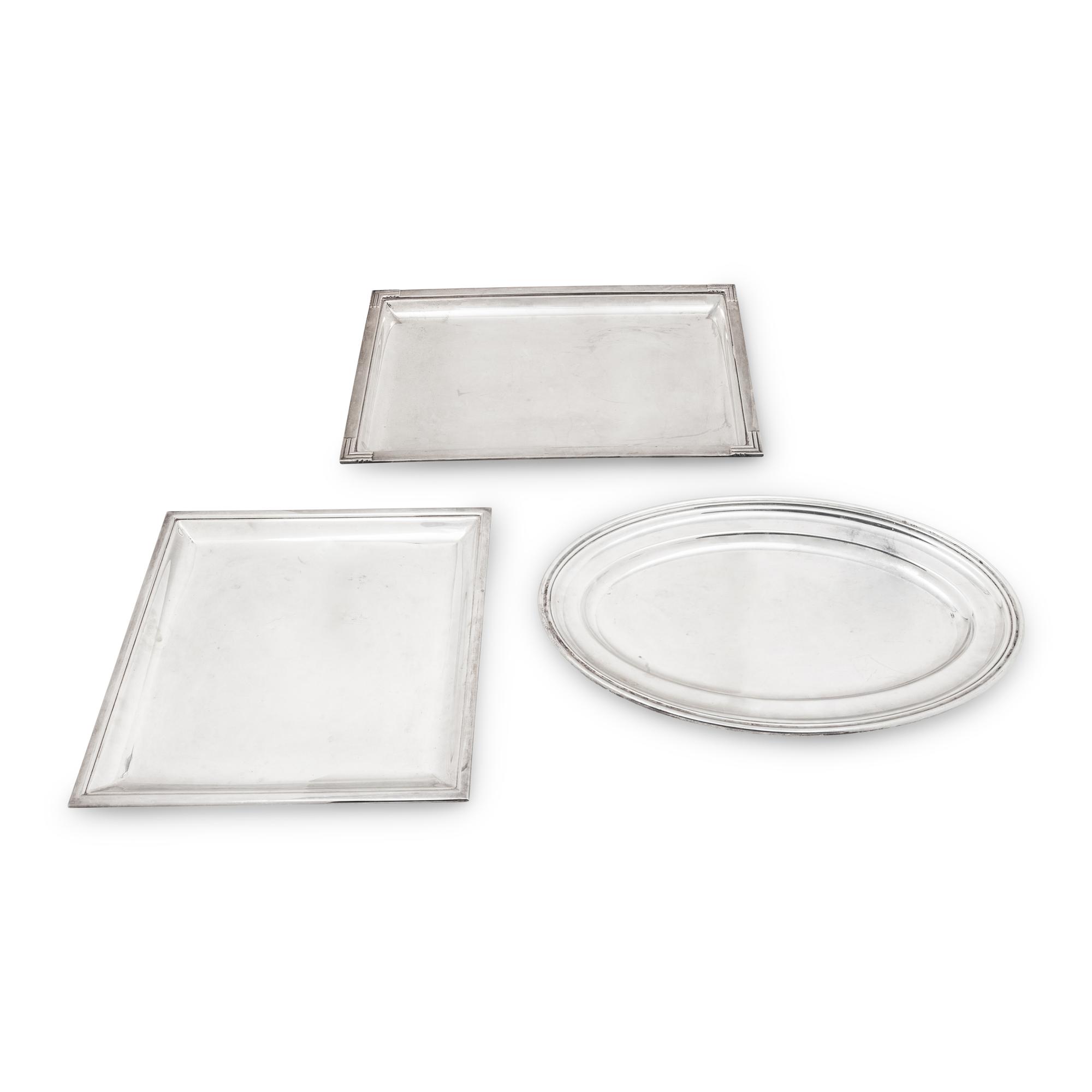 Three Puiforcat Silver-Plate Serving Trays