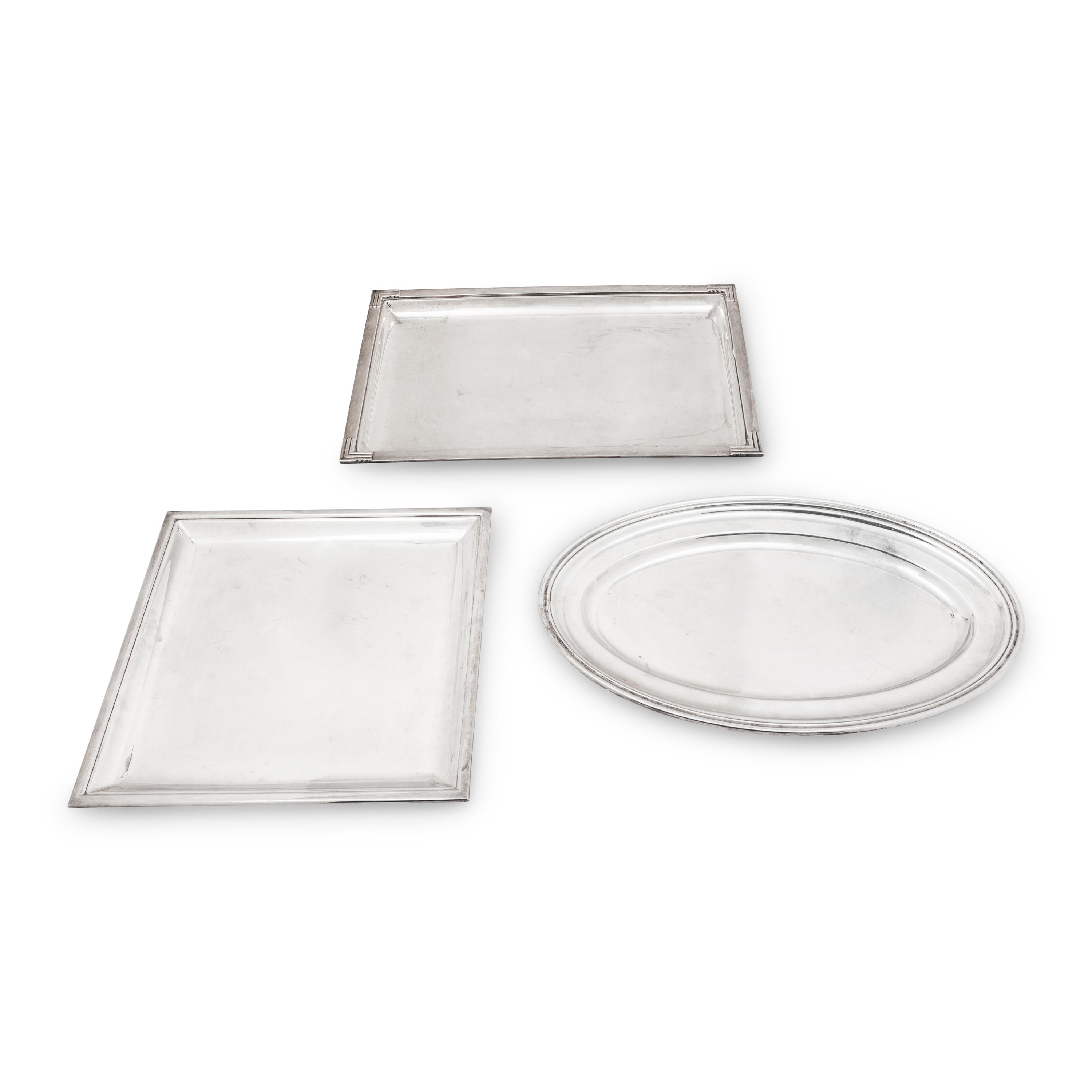 Three Puiforcat Silver-Plate Serving Trays