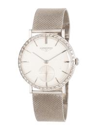 LONGINES, WHITE GOLD AND DIAMOND WATCH